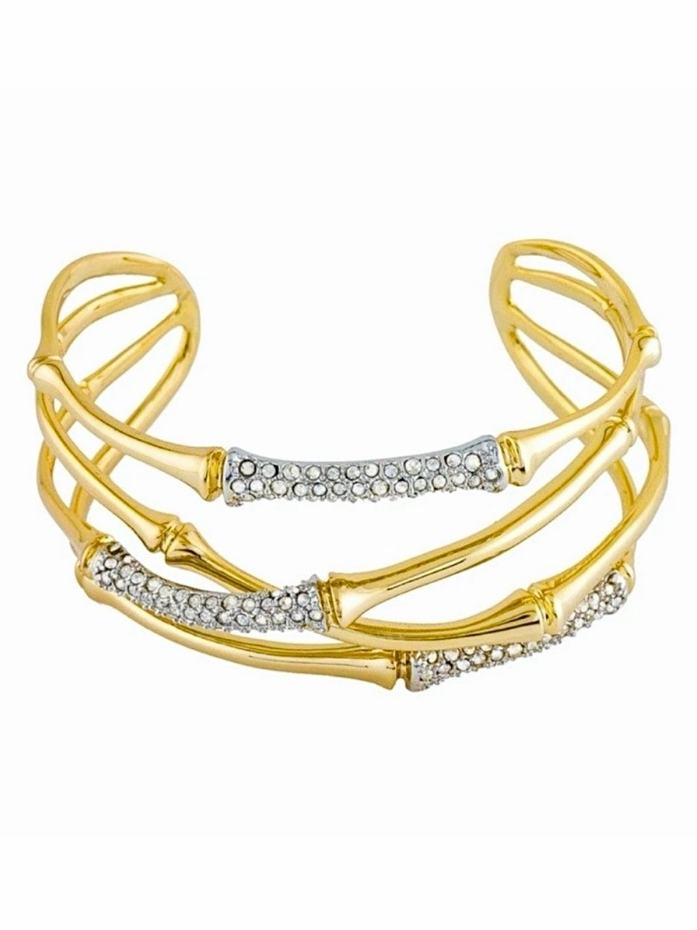 Alexis Bittar Orbiting Bamboo Crystal Encrusted Cuff Bracelet